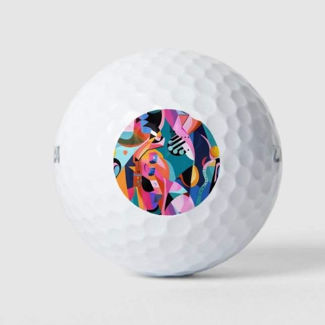 Colourful Surreal Abstract Pattern Golf Balls (Front)