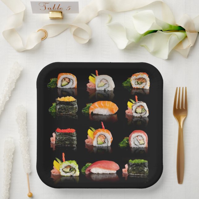 Colourful Sushi Photo  Paper Plate (Wedding)