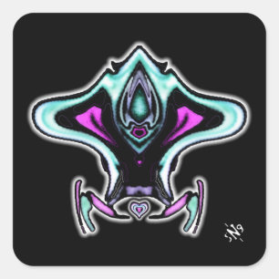 Colourful swallow jet plane v2 square sticker