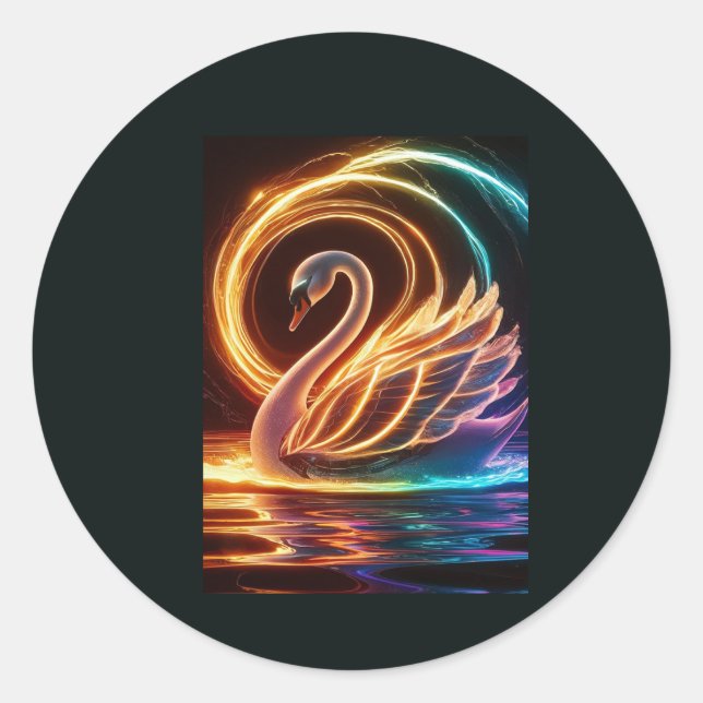 Colourful Swan Sticker for any item surface.  (Front)