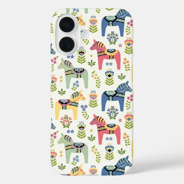Colourful Swedish Dala Horses Case-Mate iPhone Case (Back)