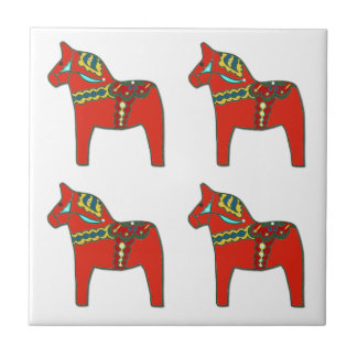 Colourful Swedish Dala Horses Scandinavian Tile