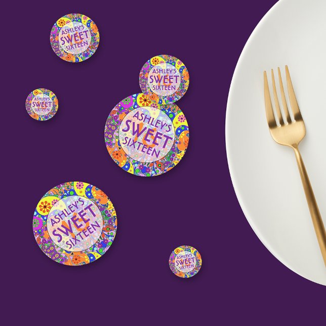 Colourful Sweet 16 Birthday Backdrop Confetti (Creator Uploaded)