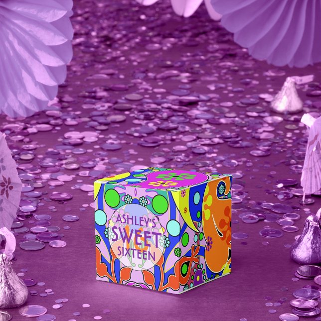 Colourful Sweet 16 Birthday Backdrop Favor Box (Creator Uploaded)