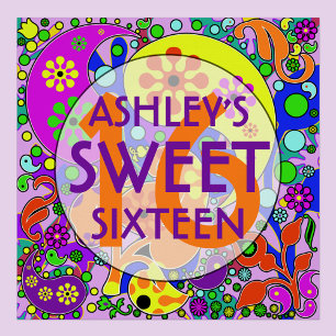 Colourful Sweet 16 Birthday  Poster