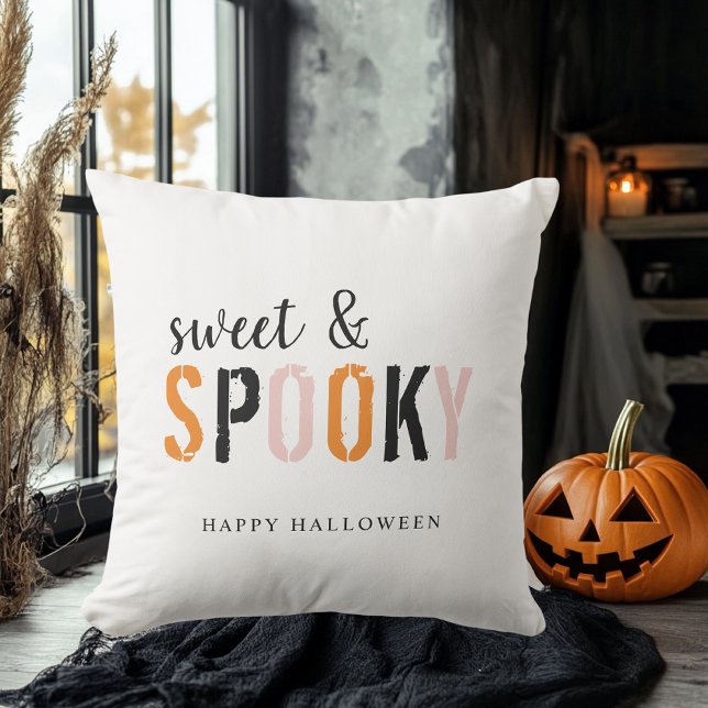 Colourful Sweet And Spooky | Happy Halloween  Outdoor Pillow (Creator Uploaded)