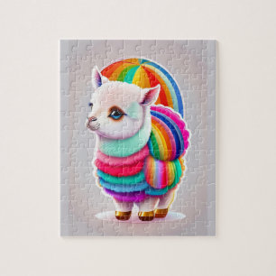 Colourful Sweet Baby Little Alpaca Jigsaw Puzzle