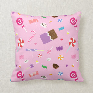 Colourful Sweet Candy Pink Pattern For Girls Room Throw Pillow