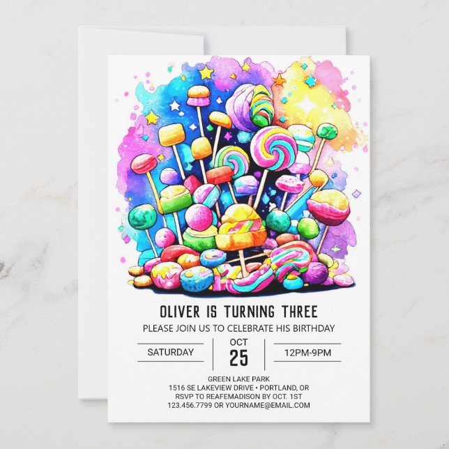 Colourful Sweet Chocolate Birthday Invitation (Front)