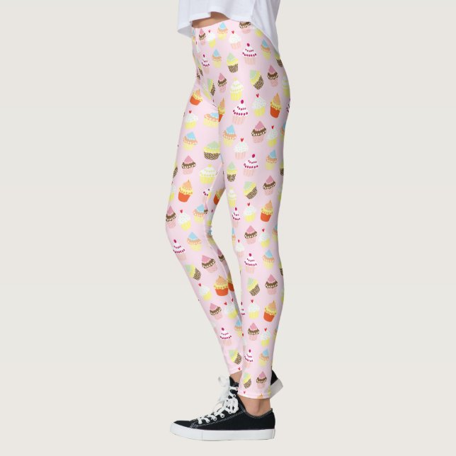 Colourful Sweet Cupcakes Pattern Leggings (Left)