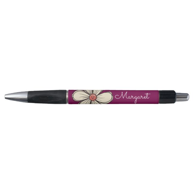 Colourful Sweet Doodle Flower Custom Name Pen (Front)