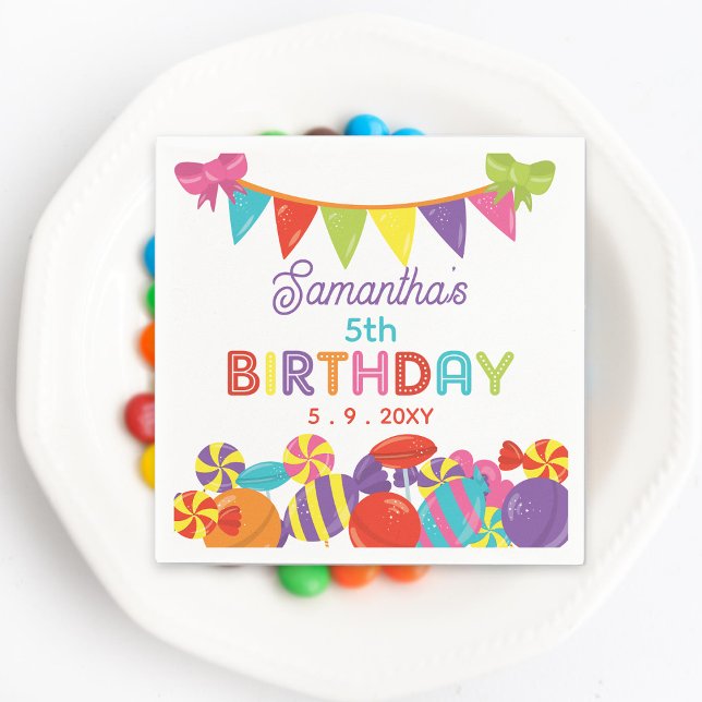 Colourful Sweet Fun Candy Theme Birthday Party Napkin (Colorful Sweet Fun Candy Theme Birthday Party Napkins )
