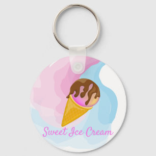 Colourful sweet ice cream in a cone keychain