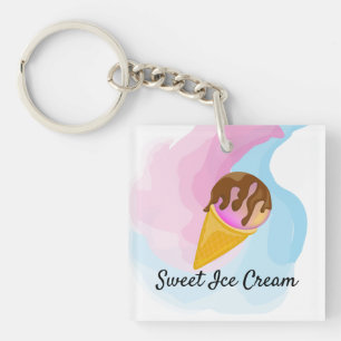 Colourful sweet ice cream in a cone keychain