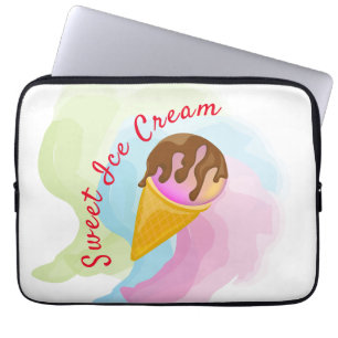 Colourful sweet ice cream in a cone laptop sleeve