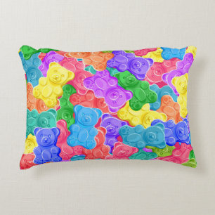 Colourful sweet jelly bears, gummy candies. Seamle Accent Pillow