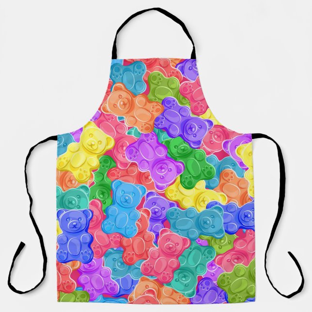 Colourful sweet jelly bears, gummy candies. Seamle Apron (Front)