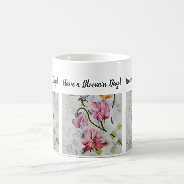 Colourful Sweet Pea Watercolor Flowers Coffee Mug (Center)