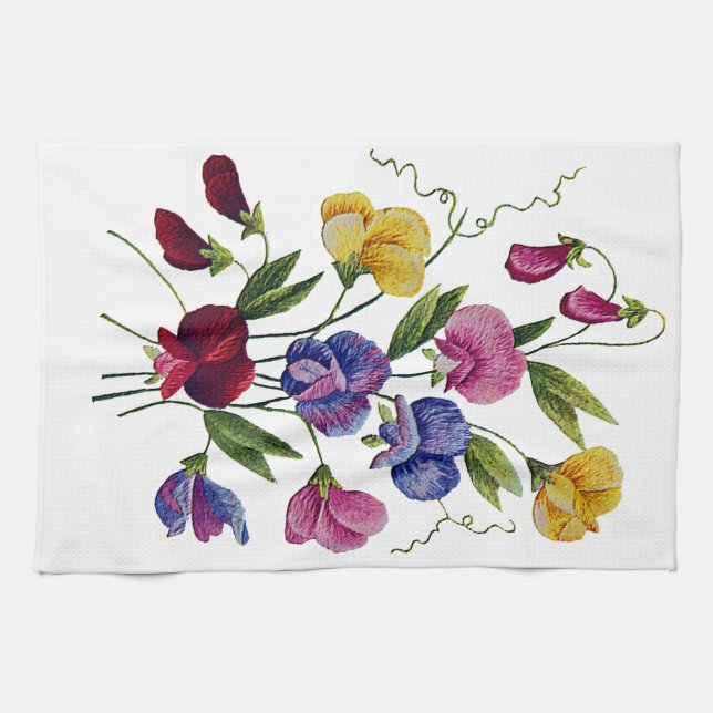 Colourful Sweet Peas Kitchen Towel (Horizontal)
