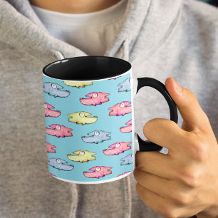 Colourful swimming happy fish Two-Tone coffee mug