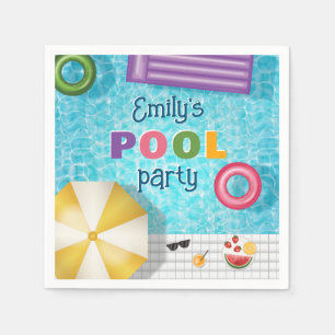 Colourful Swimming Pool Water Summer Pool Party Napkin