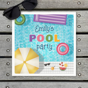 Colourful Swimming Pool Water Summer Pool Party Napkin