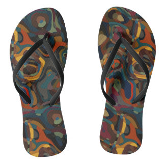 colourful swirl abstract flip flops