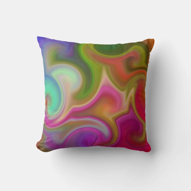 Colourful Swirl Abstract Throw Pillow (Front)