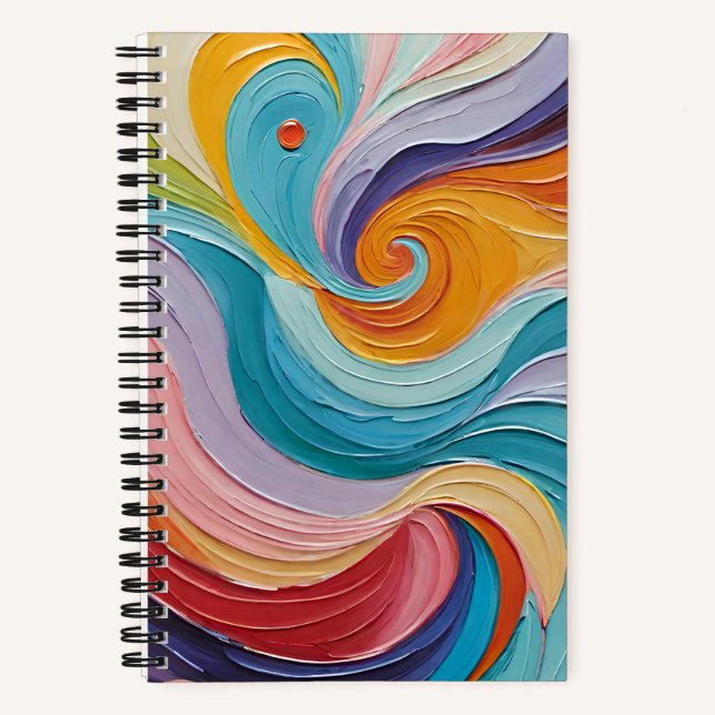 Colourful swirl art pattern notebook (Front)