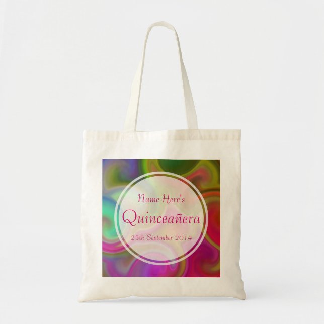 Colourful Swirl Design Quinceanera. Tote Bag (Front)