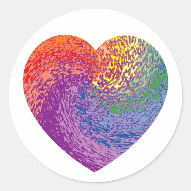 Colourful Swirl Heart Round Small 1 1/2" Sticker (Front)