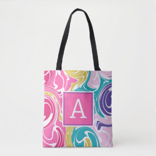 Colourful Swirl Monogram Personalized Tote Bag