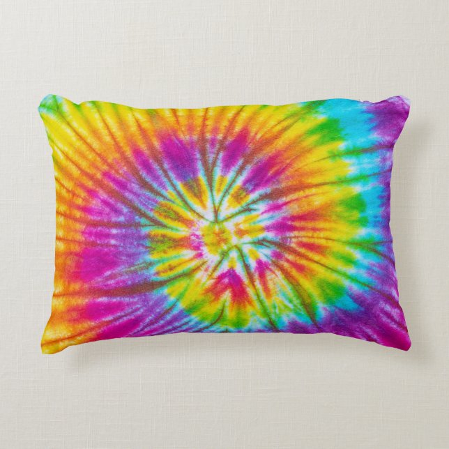 Colourful Swirl Tie-Dye Abstract. Accent Pillow (Front)