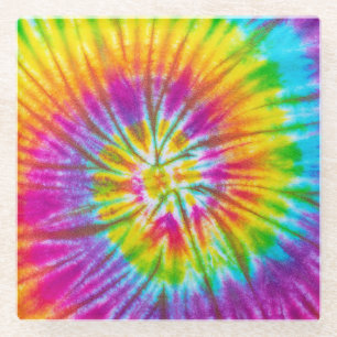 Colourful Swirl Tie-Dye Abstract. Glass Coaster