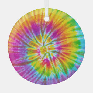 Colourful Swirl Tie-Dye Abstract. Glass Ornament