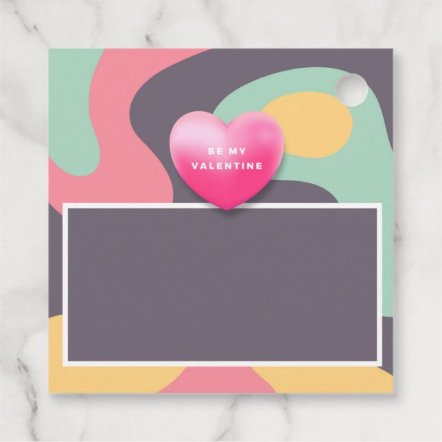 Colourful Swirl Valentine's Day Gift favour Tag (Back)