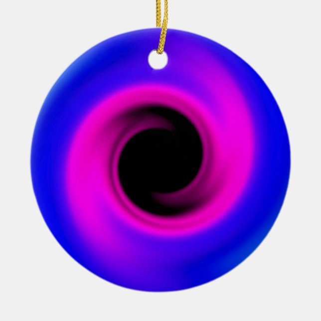 Colourful swirling black hole ceramic ornament (Front)