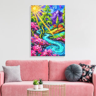 Colourful Swirling Sunset Valley Canvas Art