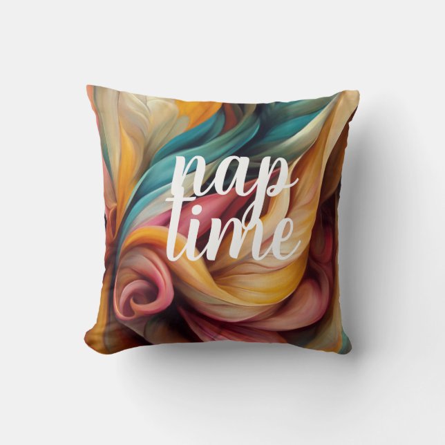 Colourful Swirls Abstract, Nap Time Throw Pillow (Front)