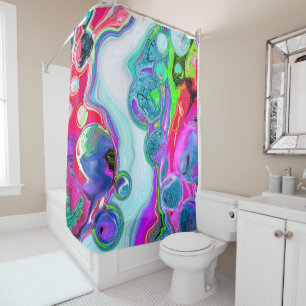 Colourful Swirls and Bubbles Marble Fluid Art