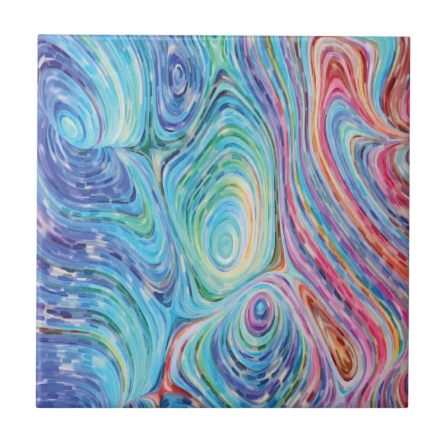 Colourful Swirls Ceramic Tile (Front)