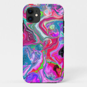 Colourful Swirls Marble Fluid Art Abstract Bubbles iPhone 11 Case