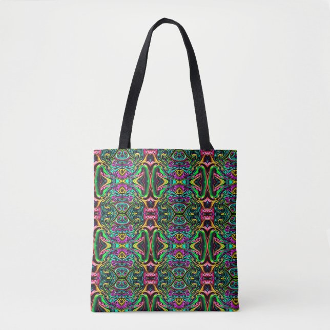 Colourful Swirls of Colour Paint Pour Like Design Tote Bag (Front)