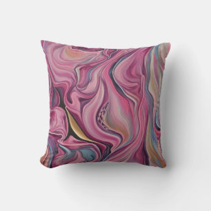 Colourful Swirls Pink Blue Gold Throw Pillow
