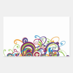 Colourful Swirls Rectangular Stickers