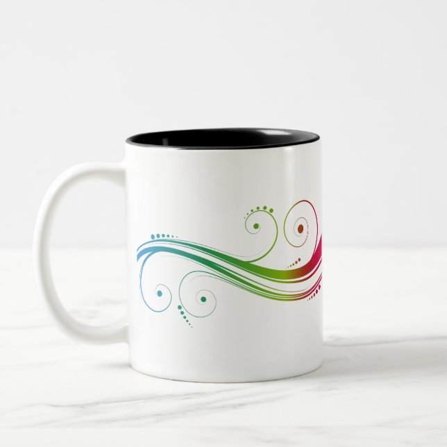 Colourful Swirls Two-Tone Coffee Mug (Left)