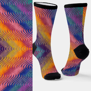 Colourful Swirly Metallic Effect Look Socks