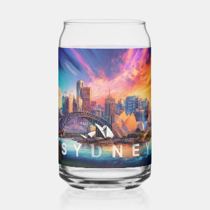 Colourful Sydney Skyline Can Glass