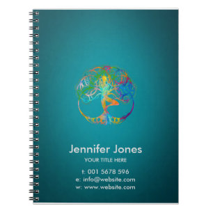 Colourful  symbol for Vriksasana - Yoga Tree pose Notebook