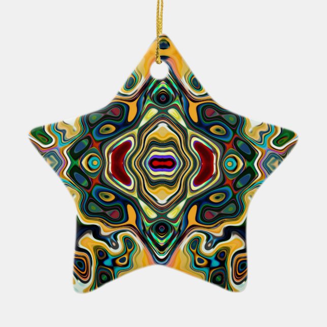 Colourful Symmetric Abstract Ceramic Ornament (Front)